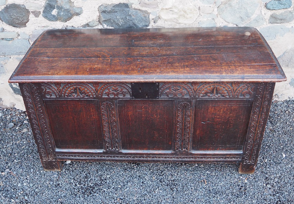 Large 17th Century Carved Oak Coffer