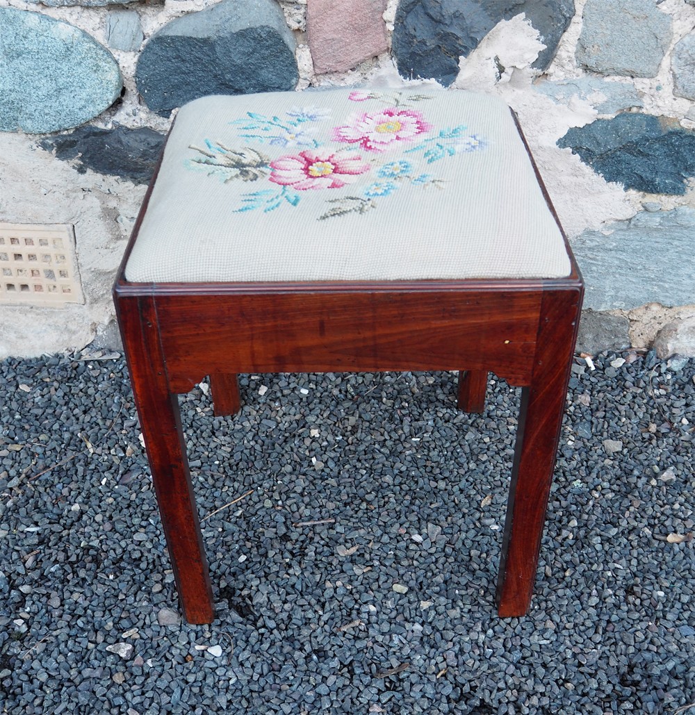 George 3rd Mahogany Square Stool