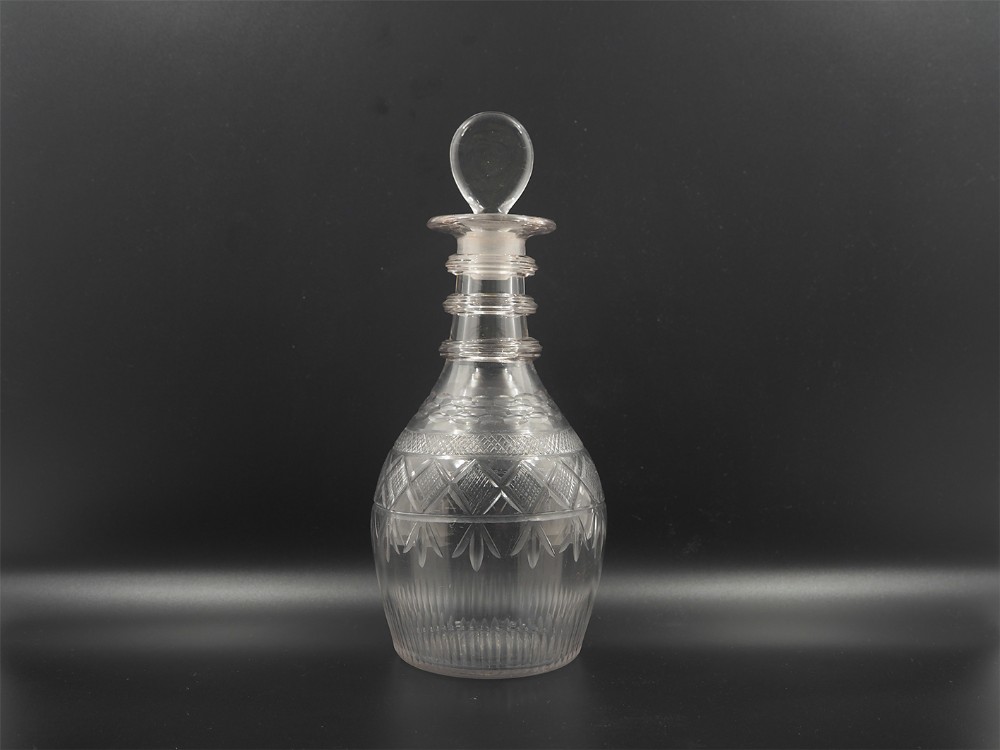 Good Regency 3 Ring Cut Glass Decanter