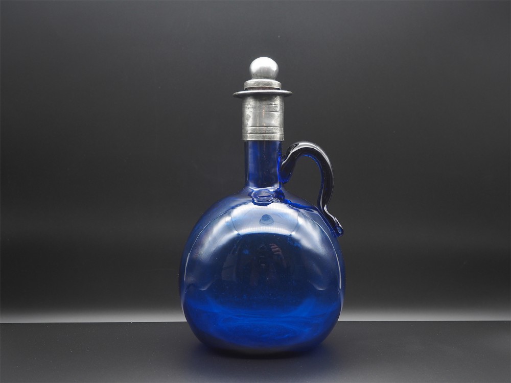 BRISTOL BLUE GLASS OVAL SHAPE DECANTER