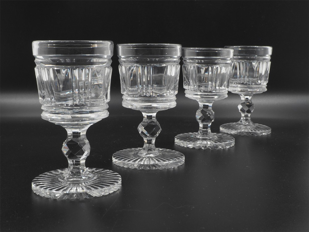 Set of 4 Georgian Cut Glass Spirit Glasses
