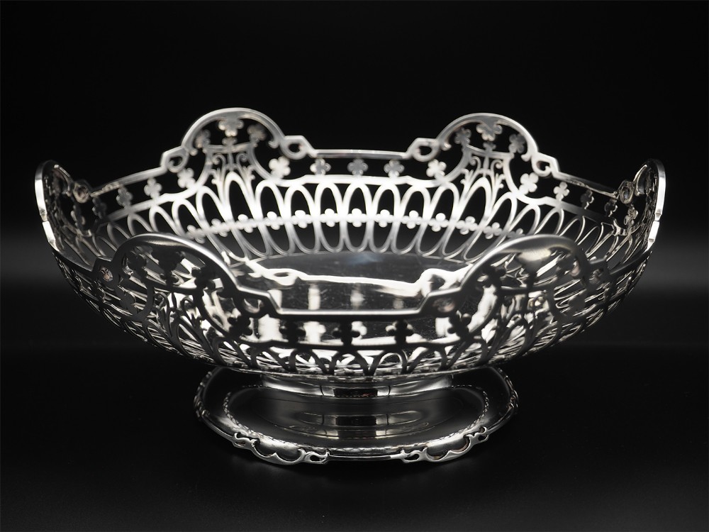 Superb Large Scottish Silver Pierced Bowl