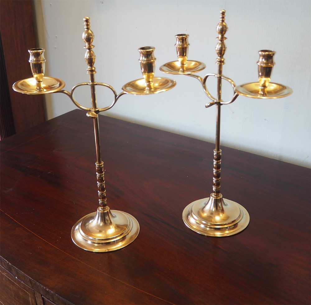 Pair of Edwardian Brass Student Lamps