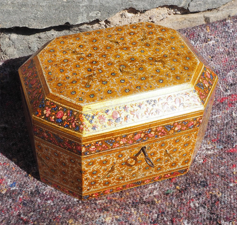 Fine & Rare Kashmiri Lacquered Tea Caddy