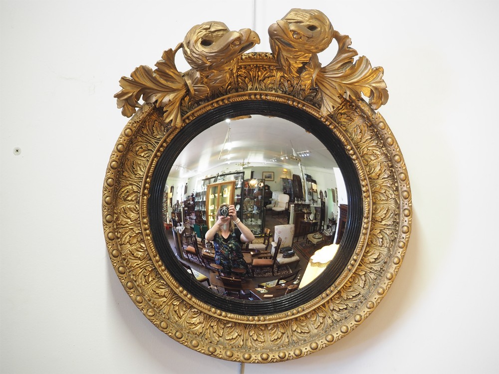 Regency Gilt Convex Mirror With Eagles