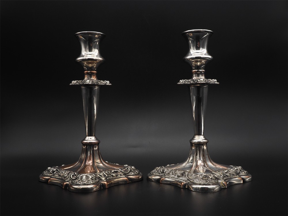 Pair 19th Century Silver Plated Candlesticks