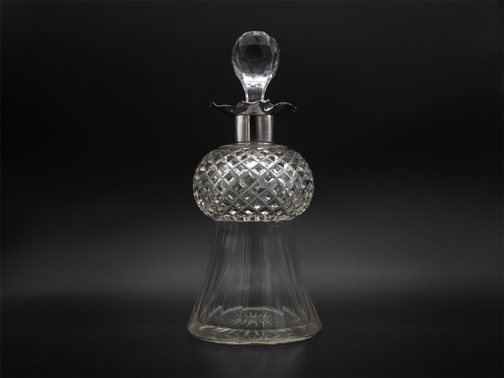 Fine Edwardian Silver &  Glass Thistle Decanter