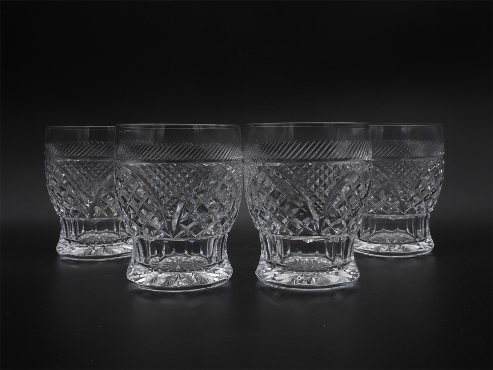 Set of 4 Cut Glass Whisky Tumblers