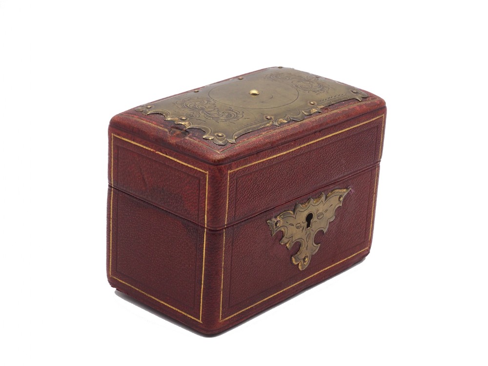 19th Century Leather and Brass Box
