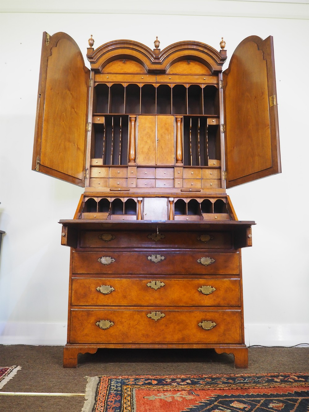 Stunning Queen Anne Style Walnut Bureau Bookcase