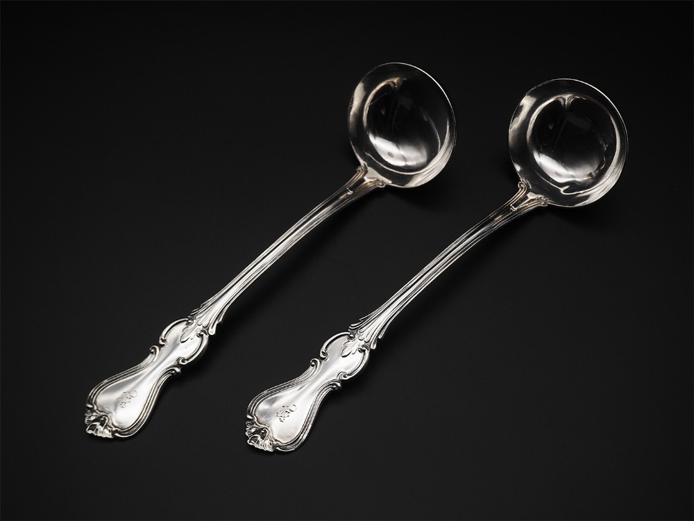 Fine Pair Scottish Silver Ladles. Glasgow 1850