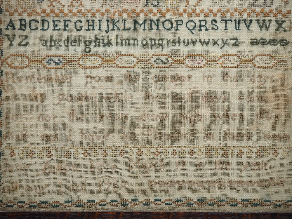 18th Century Oak Framed Sampler. 1789
