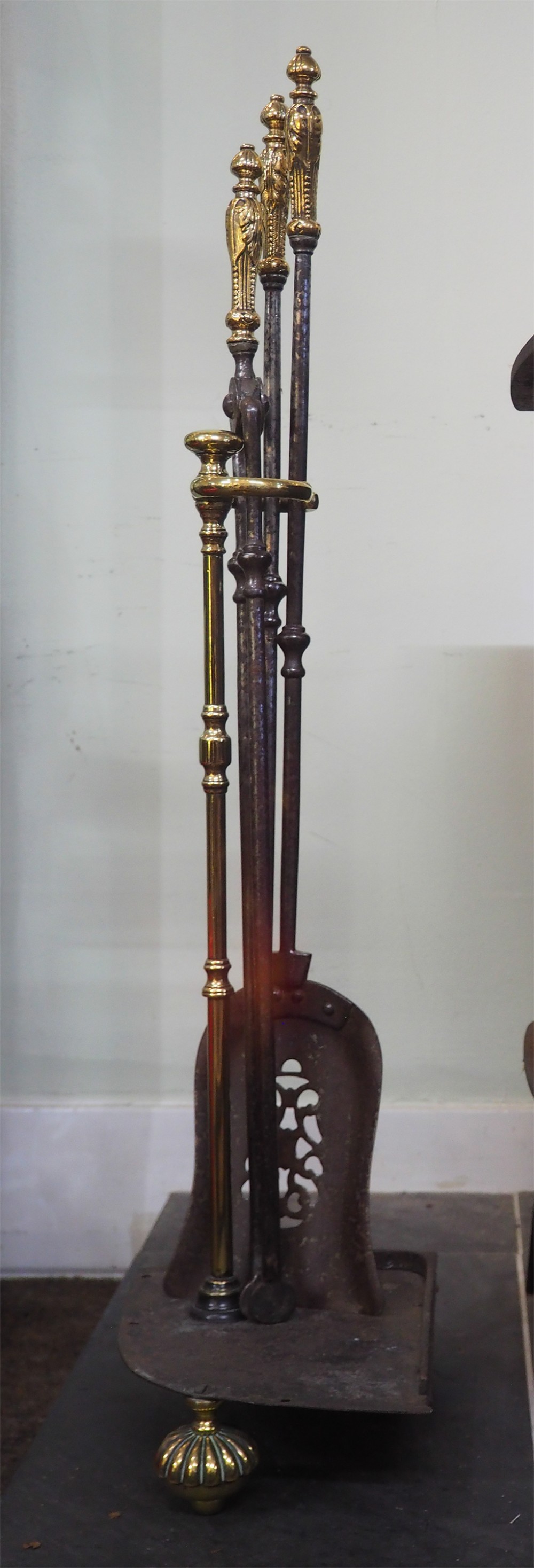 Good Set of 18th Century Fire Irons & Stand