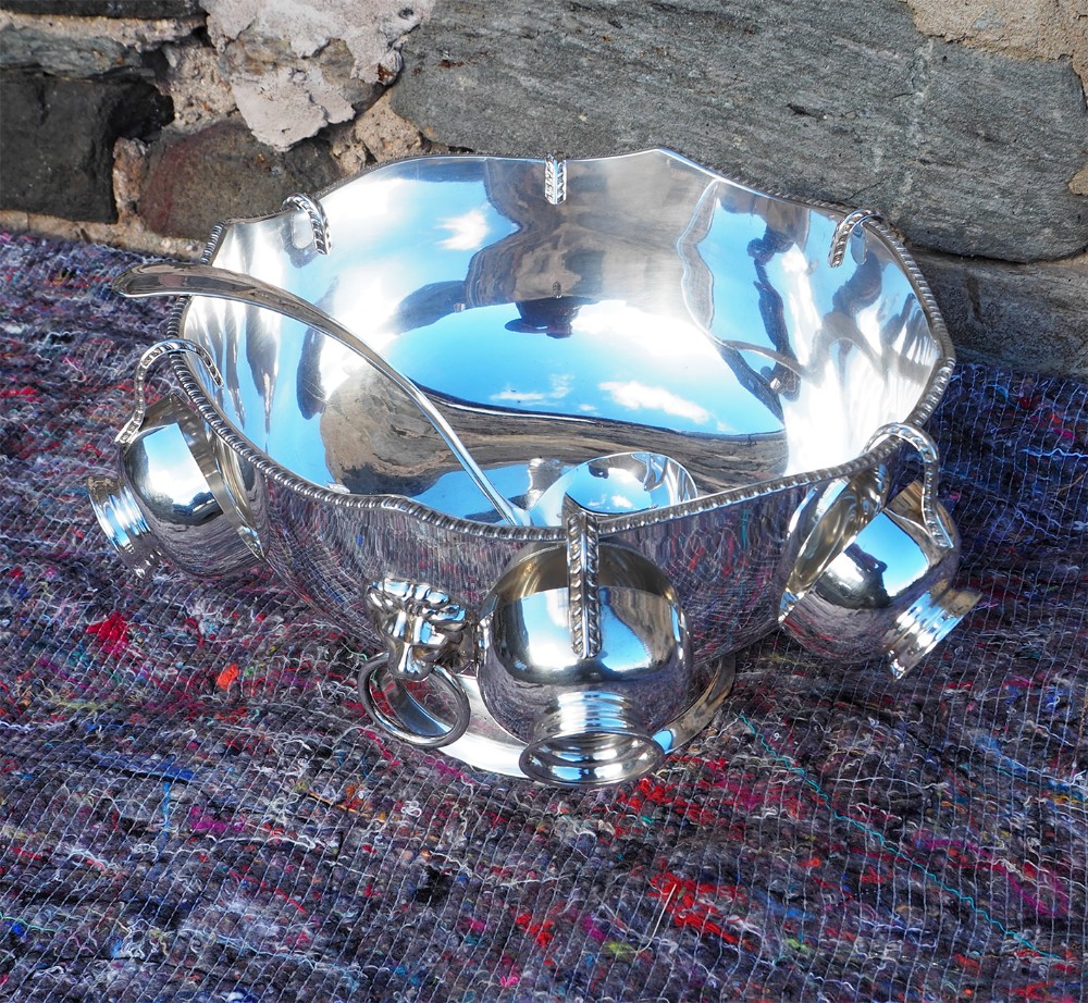 Victorian Silver Plated Punch Bowl Set