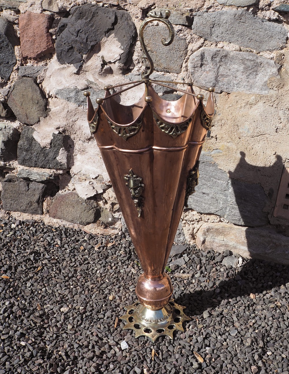 Arts & Crafts Copper & Brass Umbrella Stand