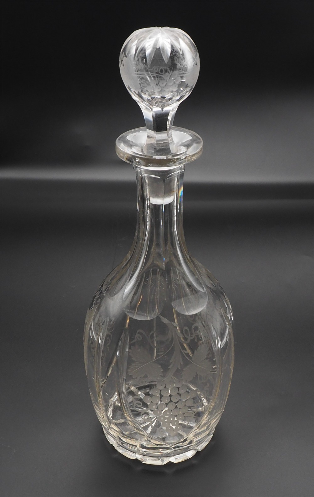 Victorian Grape & Vine Engraved Decanter