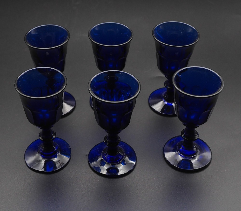 Set of 6 Bristol Blue Liqueur Glasses