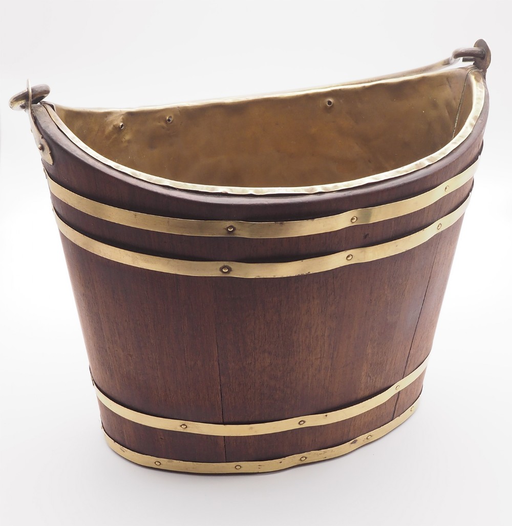 Georgian Brass Bound Oval Bucket or Pail