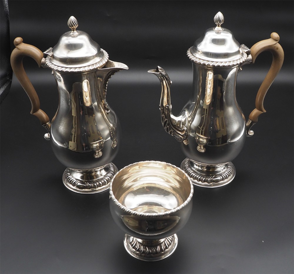 Superb Silver Coffee Au Lait Set. 3 Piece