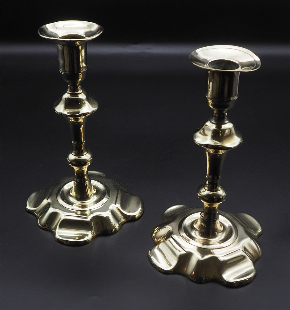 Pair of Early Georgian Brass Candlesticks