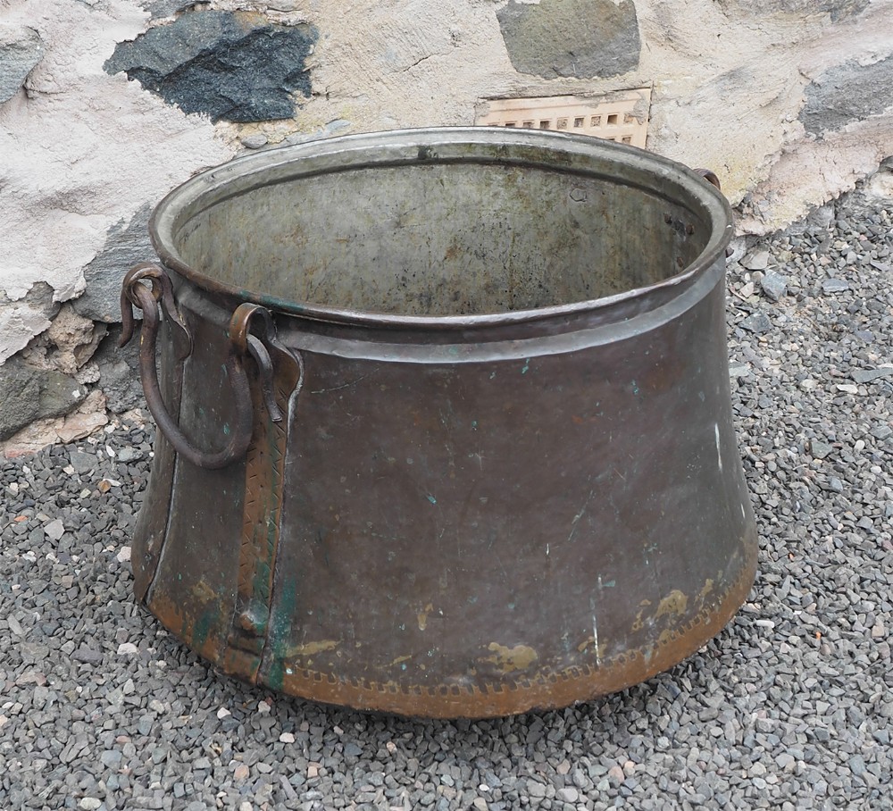19th Century Copper & Iron Log Bin