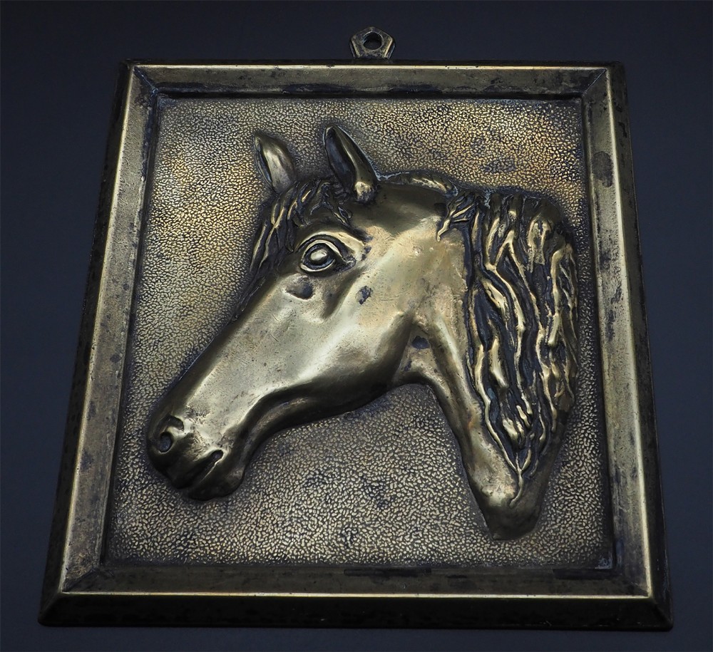 Victorian Cast Brass Horse Wall Plaque 