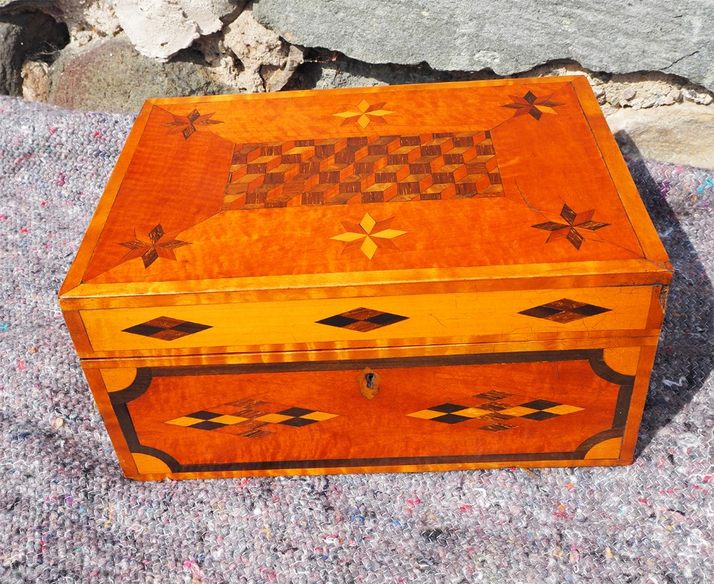 19th Century Parquetry Inlaid Work Box