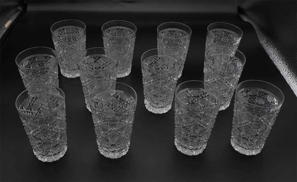 Superb Set of 12 Crystal Water Tumblers