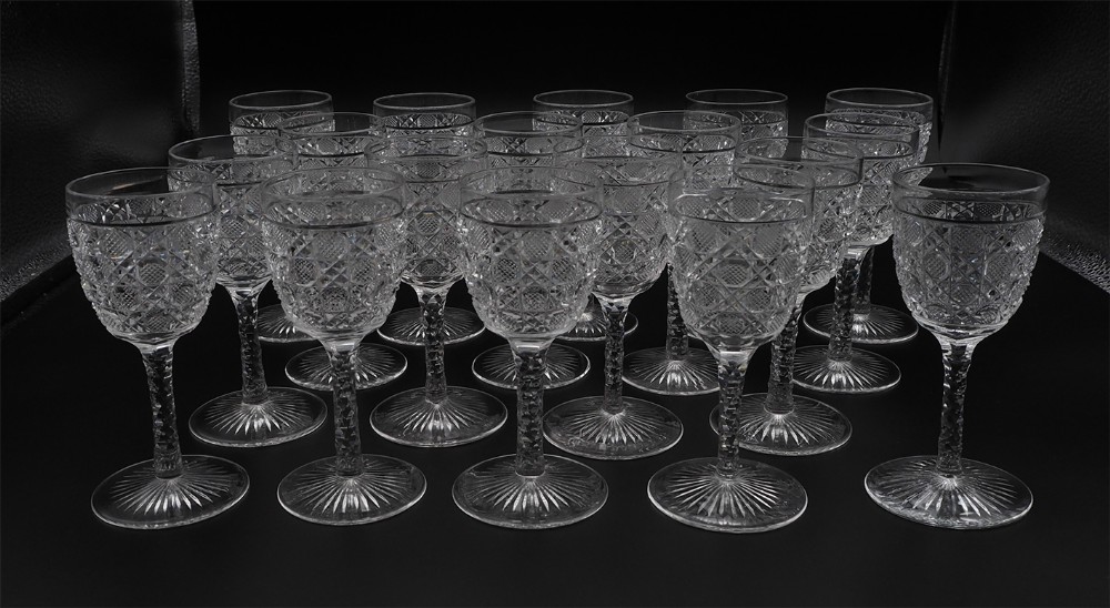 Superb Set of 18 Crystal Spirit Glasses