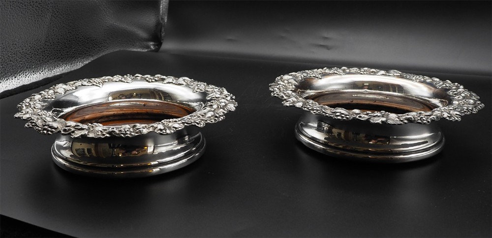 Pair Victorian Silver Plated  Coasters