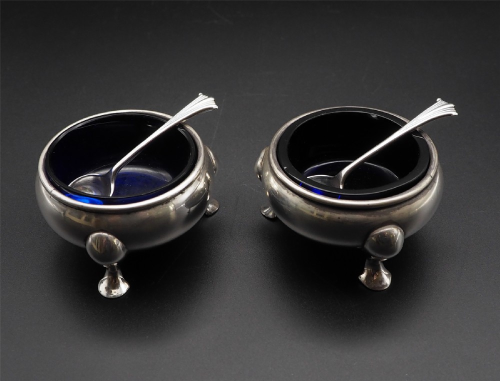 Pair of Chester Silver Salt Cellars 
