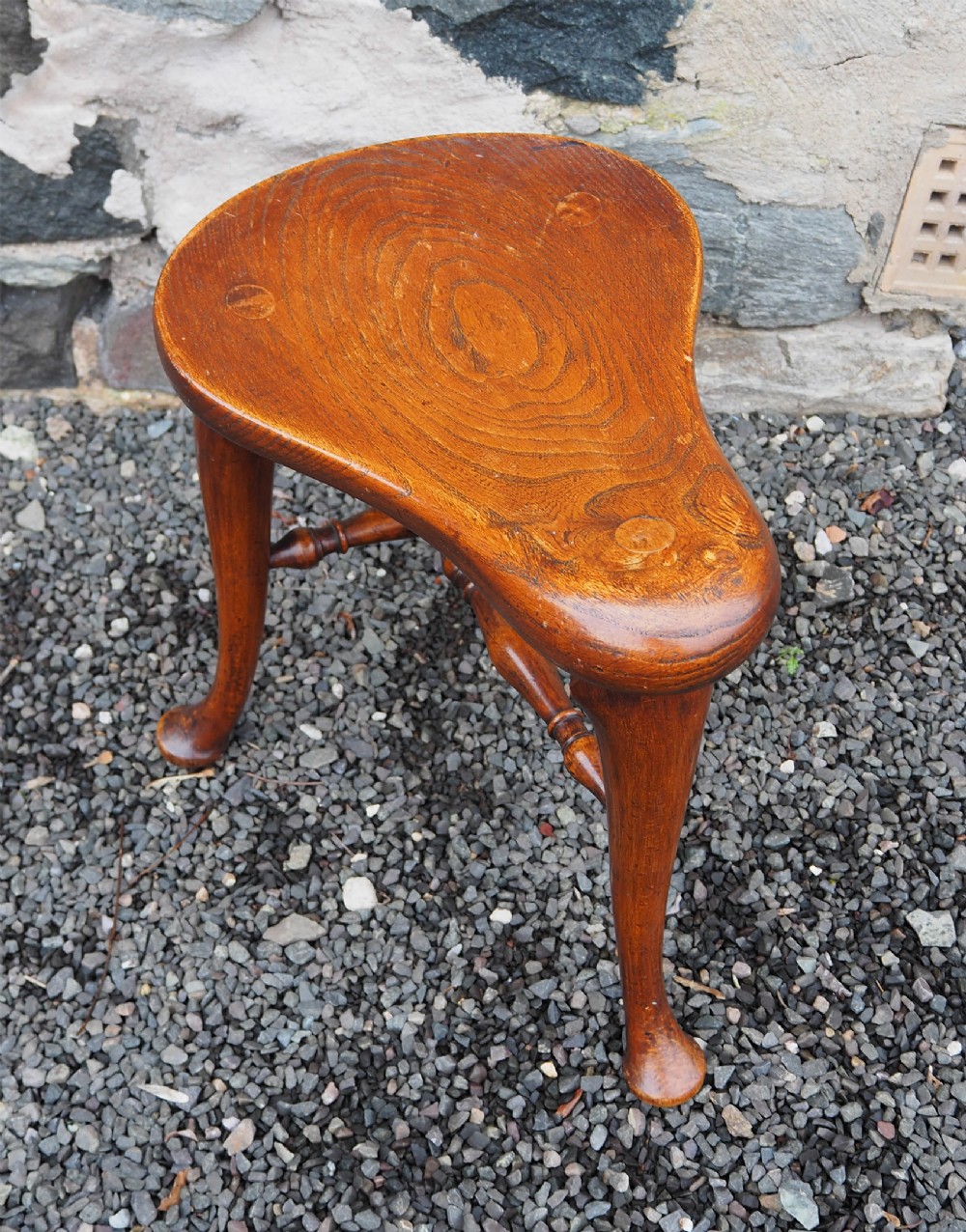 Nice Shape Solid Elm Antique Stool