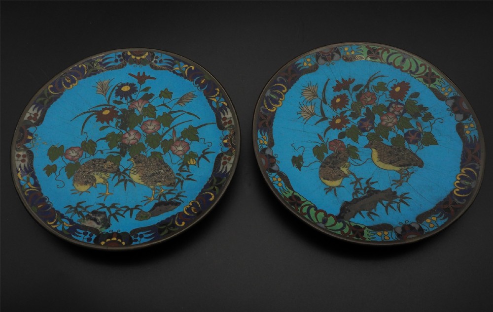 Good Pair of Japanese Cloisonne Plates
