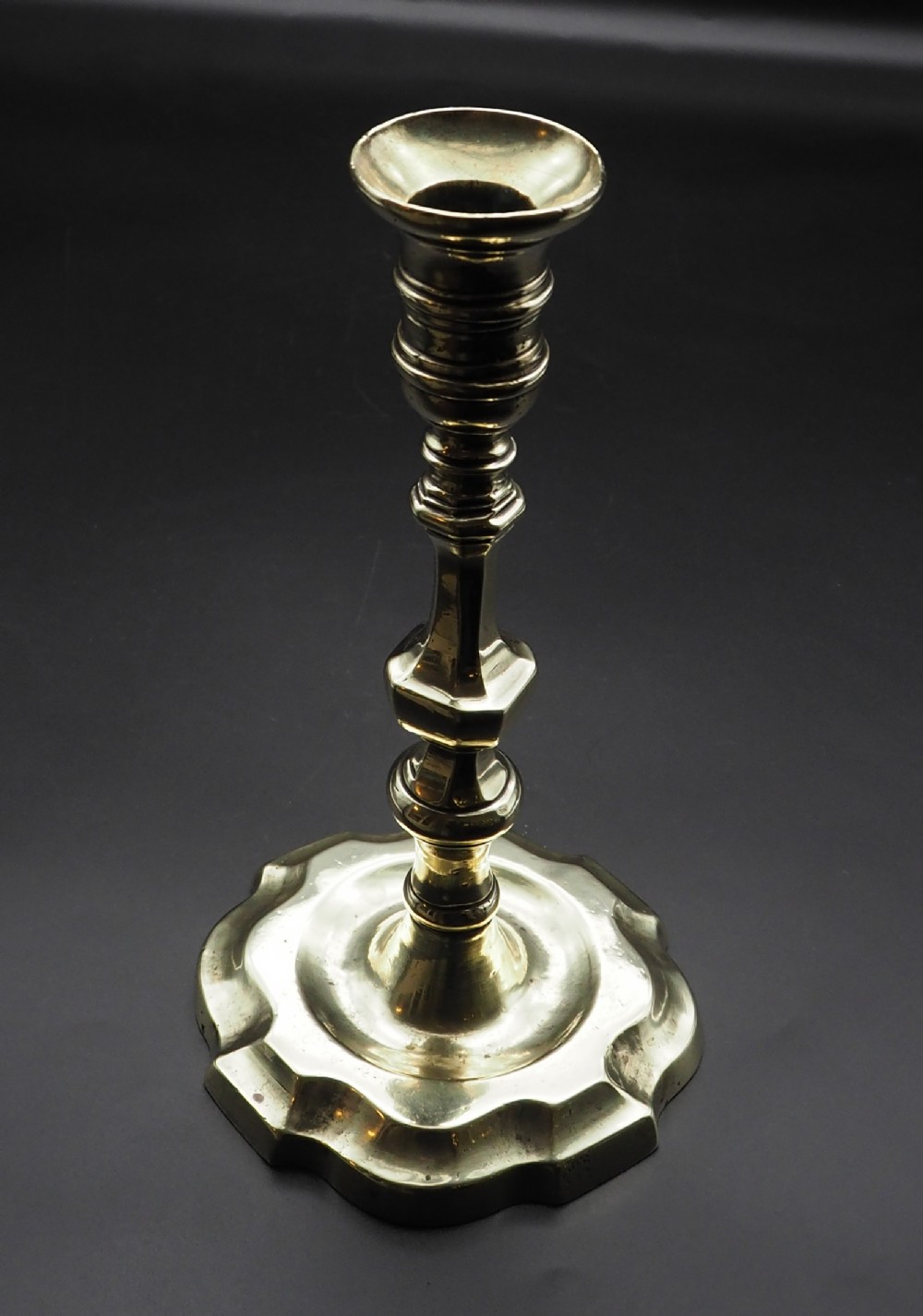 17th Century Single Cast Brass Candlestick