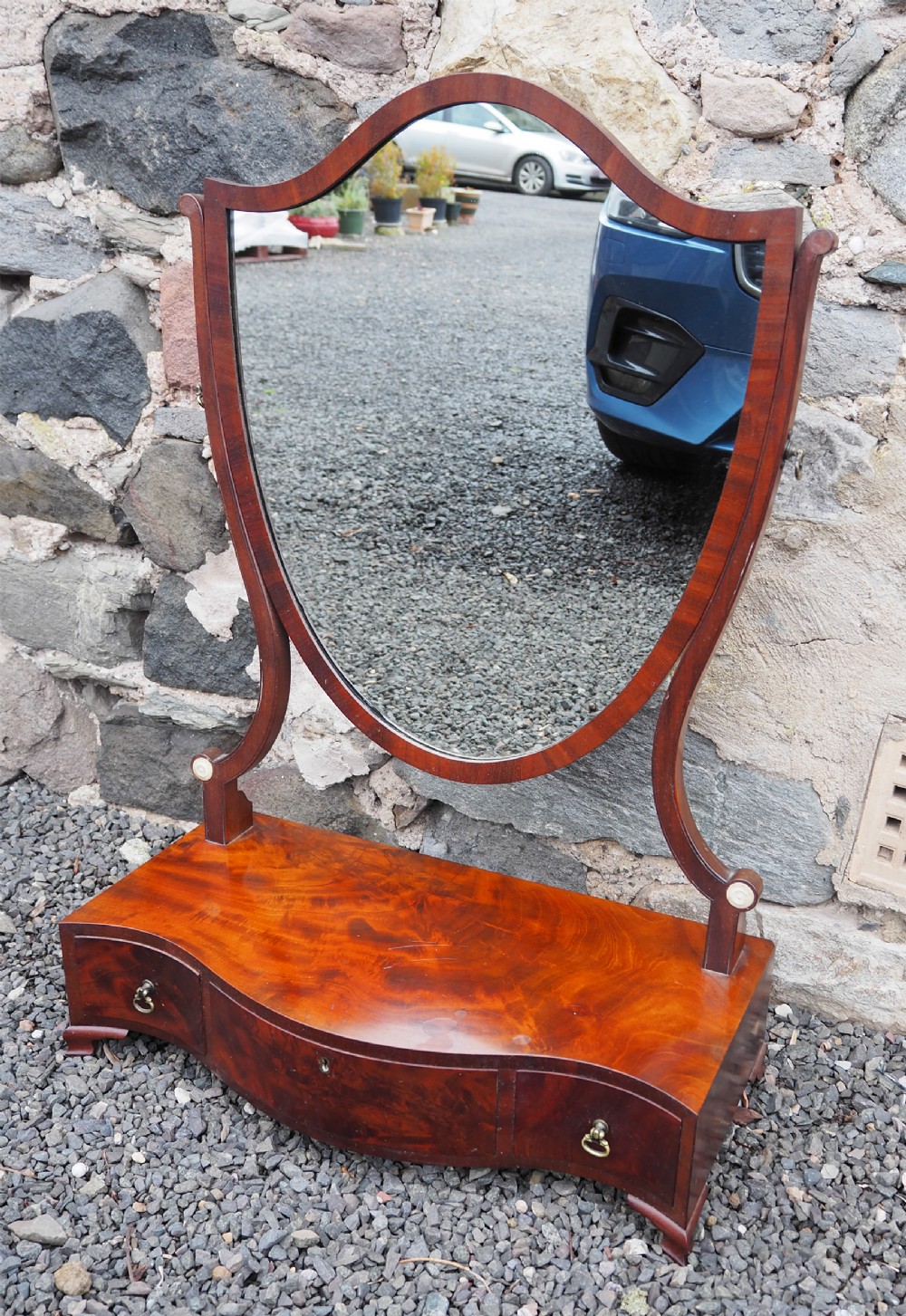 Large Serpentine Mahogany Dressing Mirror 
