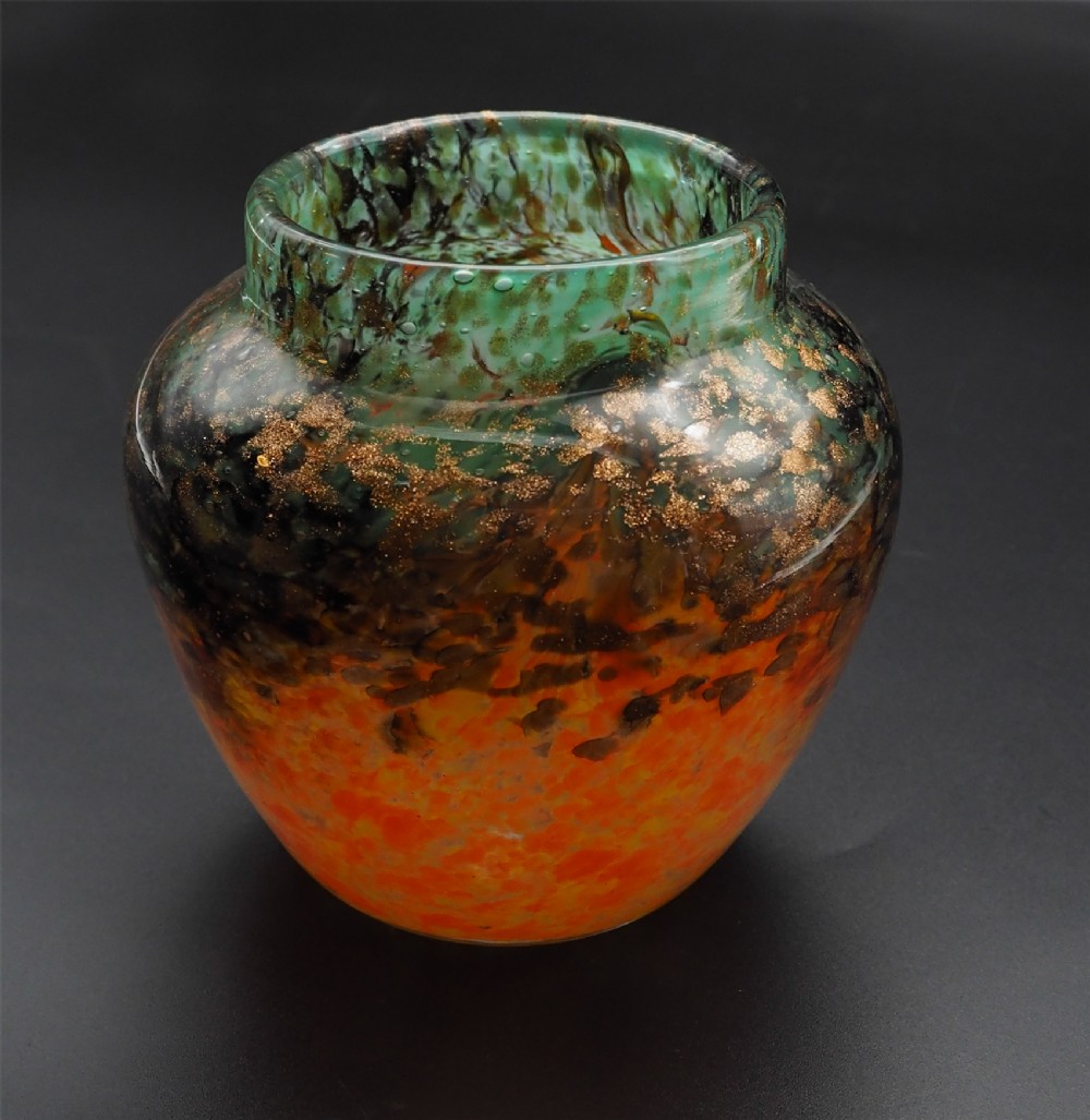 Small Monart Art Glass Vase in Orange