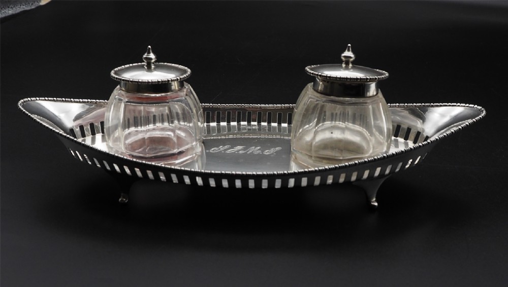 Edwardian Chester Silver Inkstand. 1912