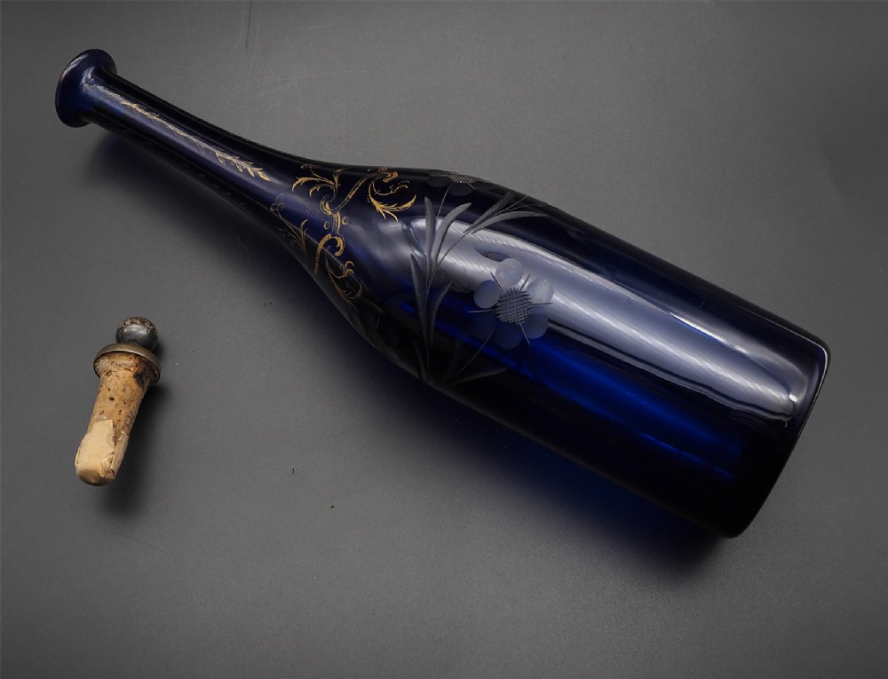 Georgian Blue Glass Bottle Decanter
