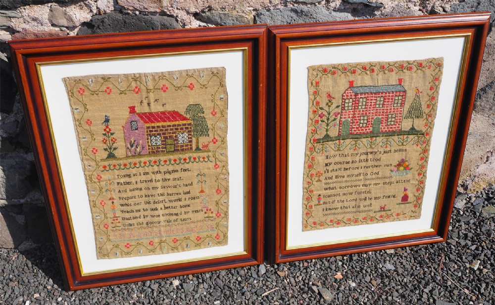 Gorgeous Pair of Victorian Samplers