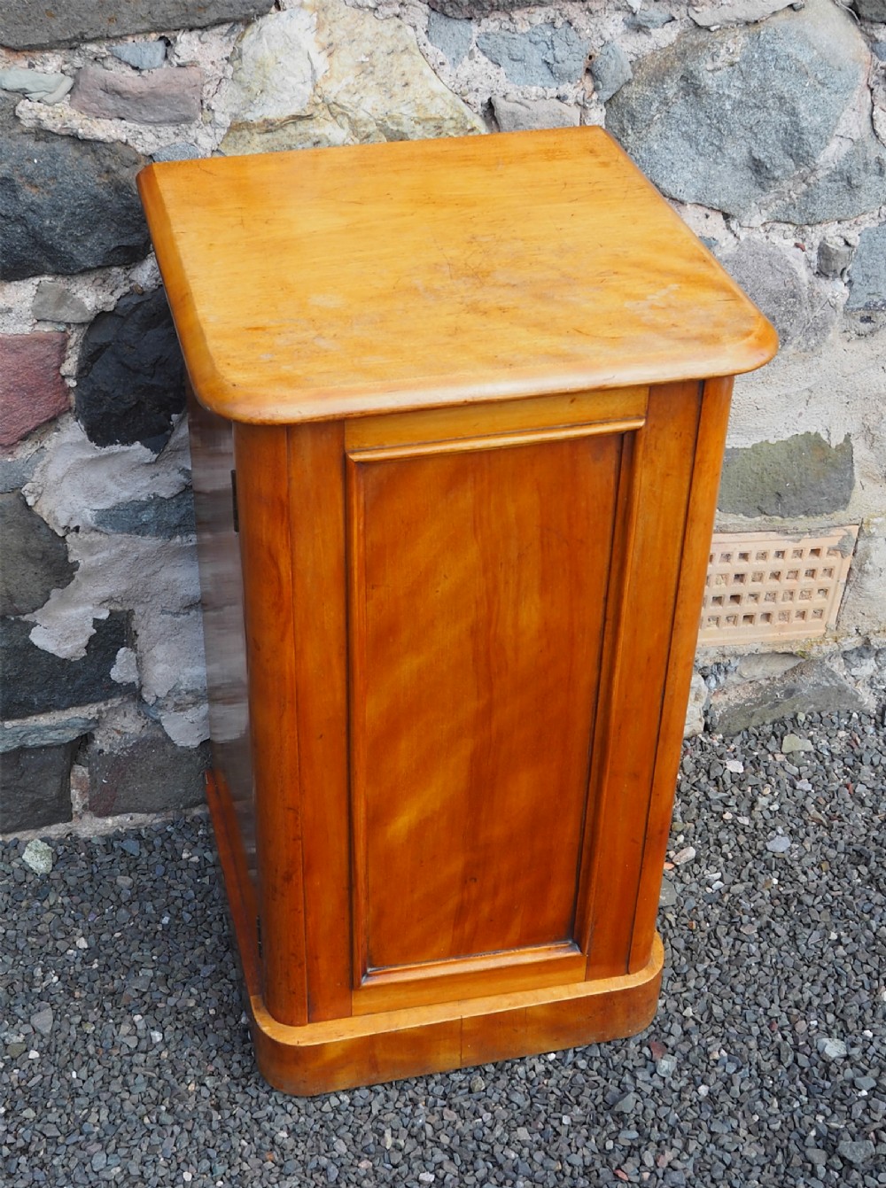 Victorian Scottish Satin Birch Bedside Cabinet