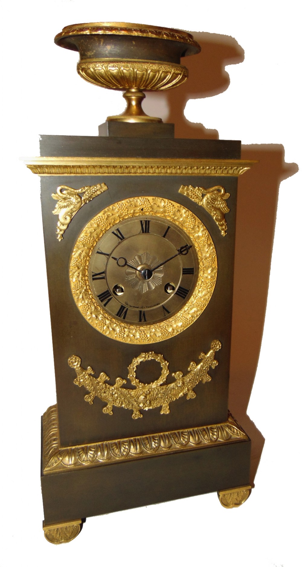 French Empire Style Bronze Mantel Clock
