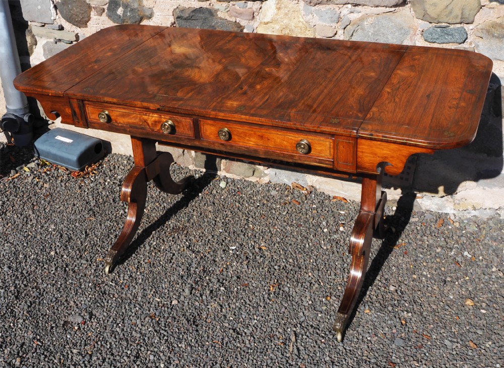 Regency Brass Inlaid Rosewood Sofa Table
