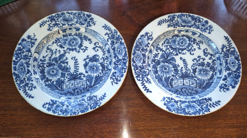 Fine Pair of Blue & White Delft Plates