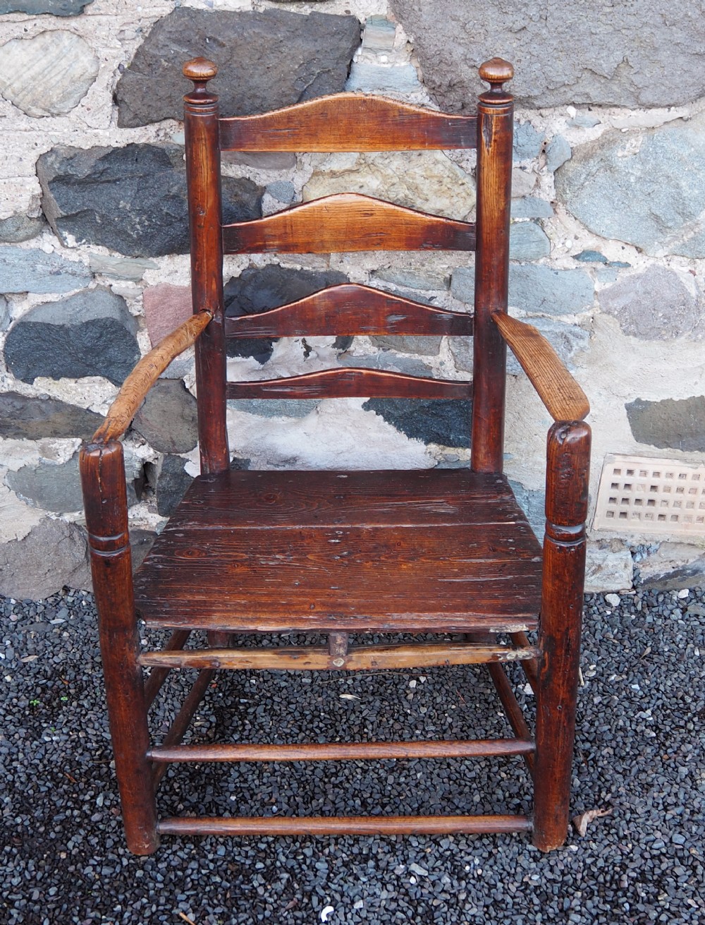 Unusual Early Ladder Back Arm Chair