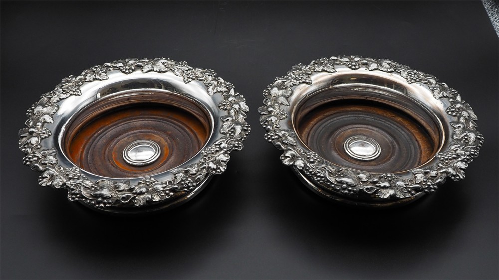 Pair Victorian Silver Plated  Coasters