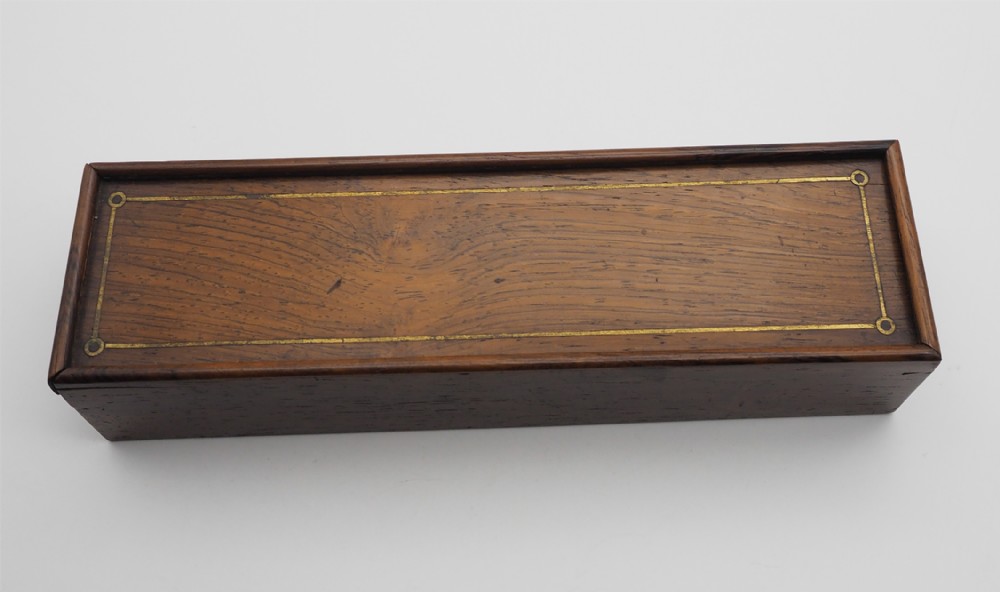 Brass Inlaid Rosewood Pencil Box