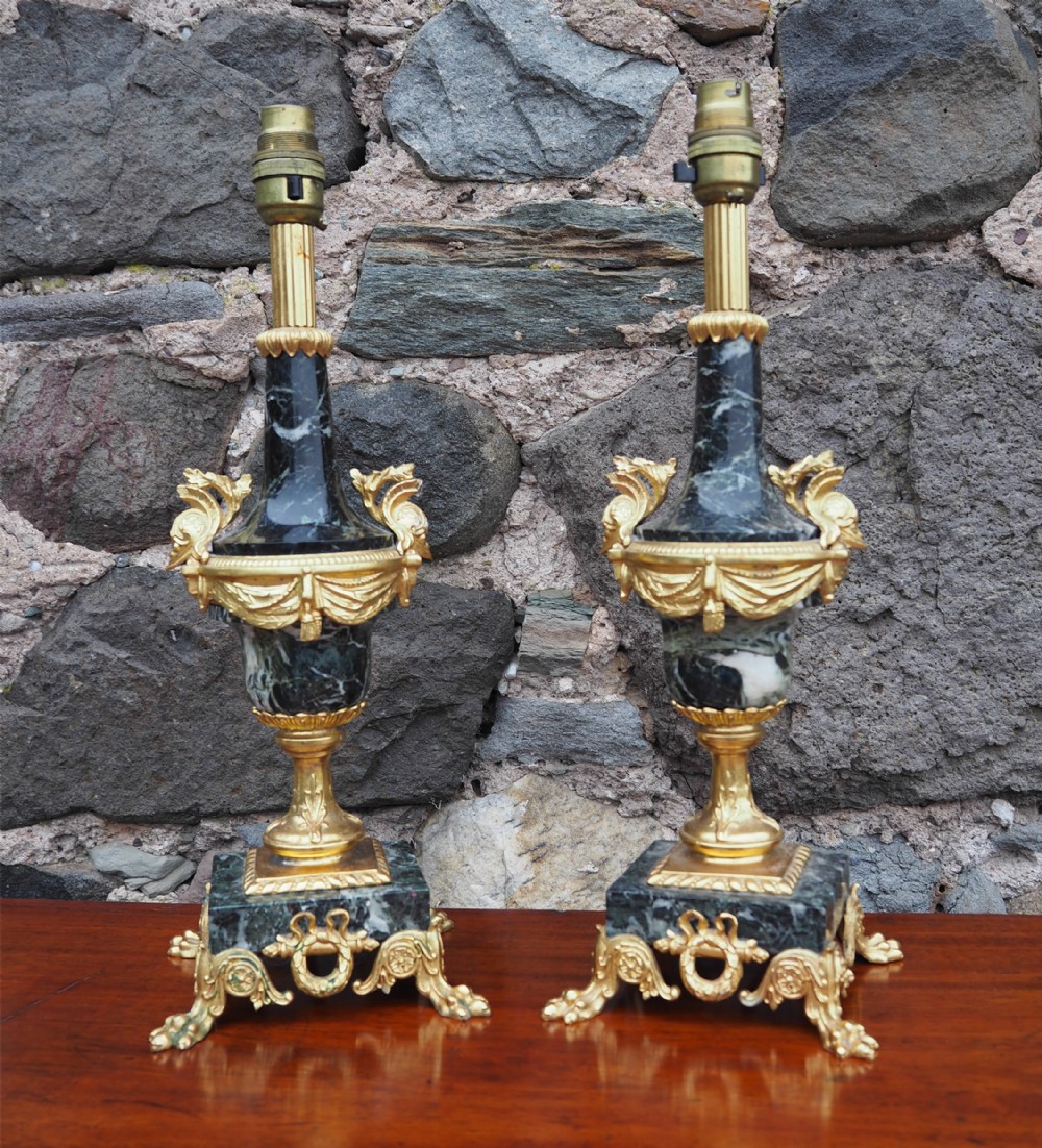 Pair of French Marble Table Lamps