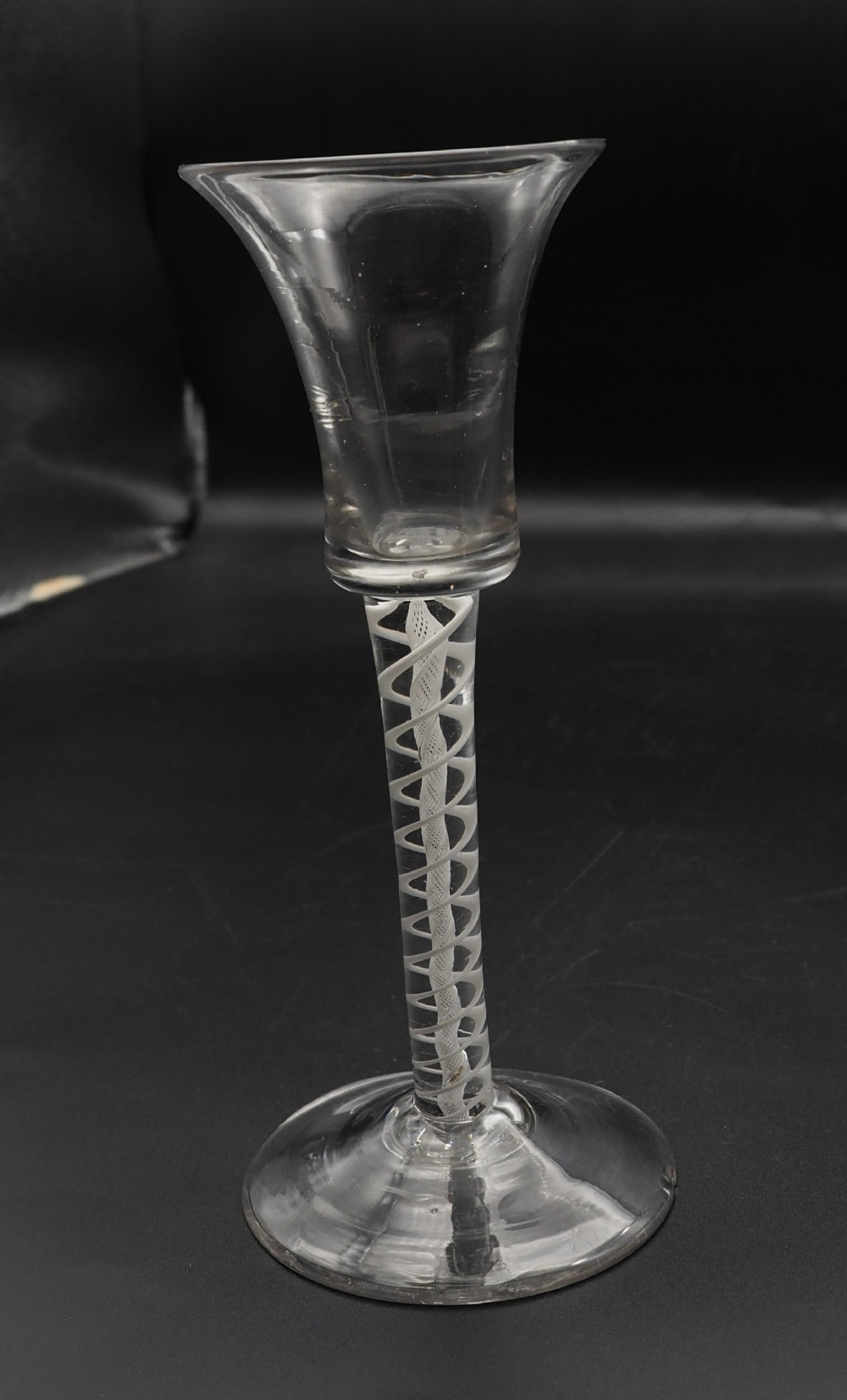 18th Century Opaque Twist Trumpet Glass