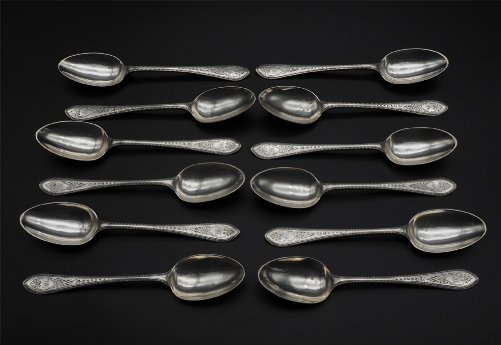 Good Set of 12 Scottish Silver Teaspoons