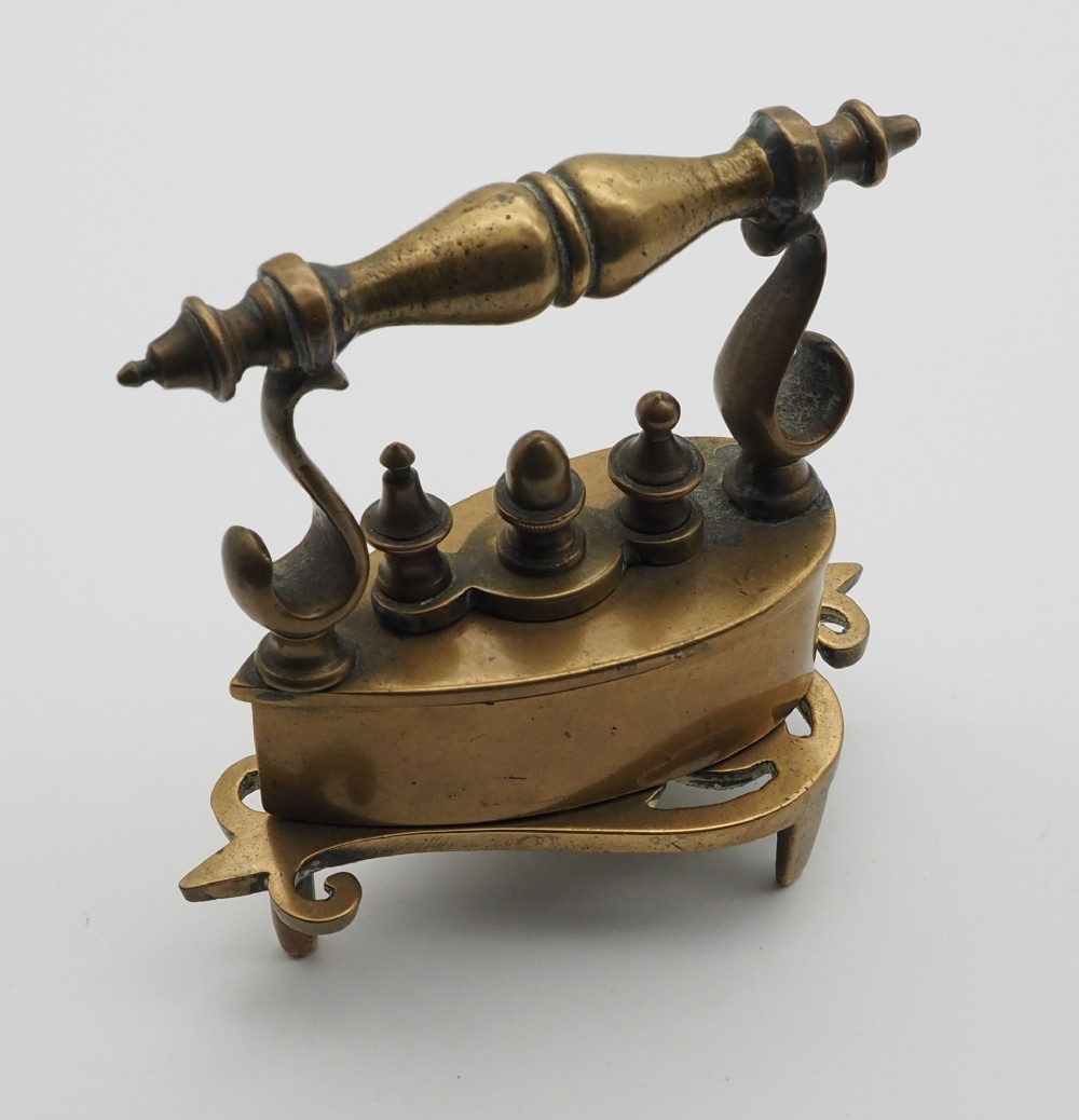 Rare Scottish Miniature Brass Flat Iron